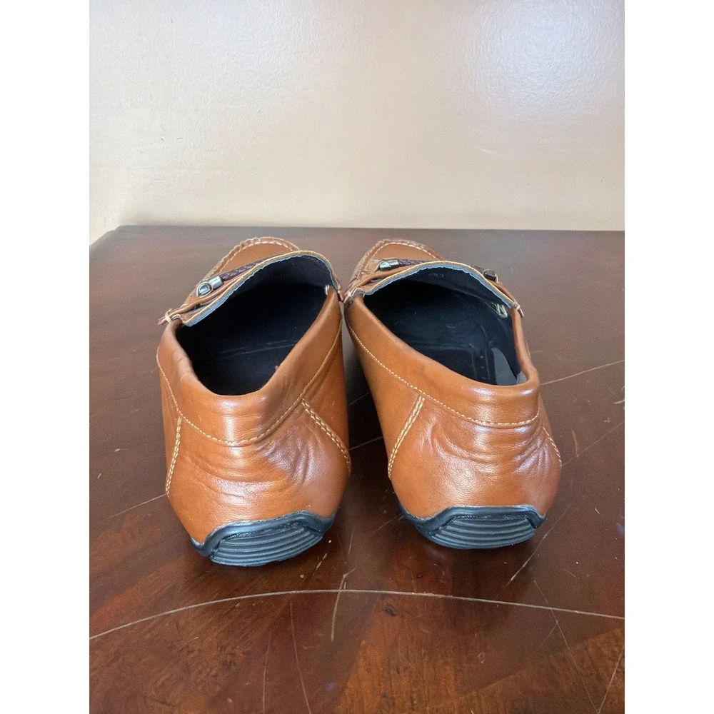 Tahari Mens‎ Tan Brown Leather Moc Toe Bit Loafers Driving Shoes Size 8